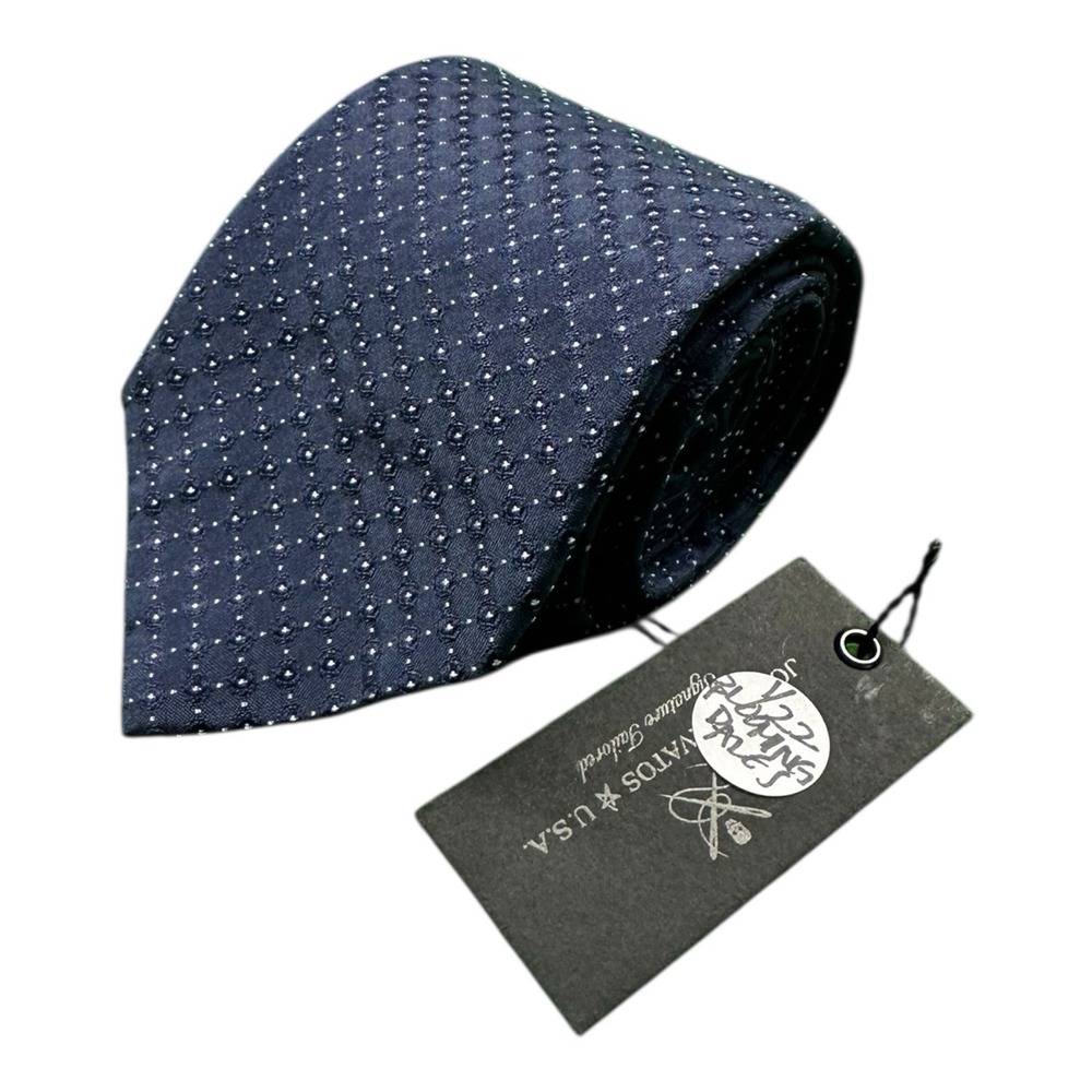 John Varvatos Navy White Dot Silk Mens Tie 3 Inch Italy N503V3B NWT